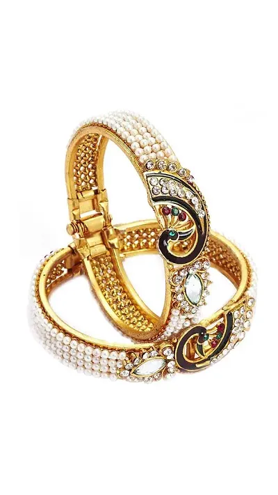 Embroco Traditional Gold Plated Bracelet Bangle Set for Girls and Women
