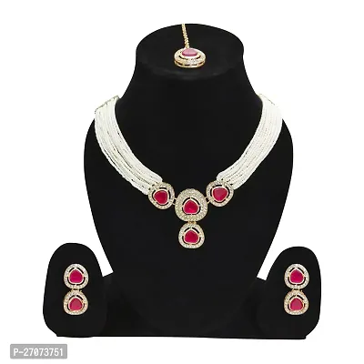 Stylish White Brass Jewellery Set For Women-thumb0