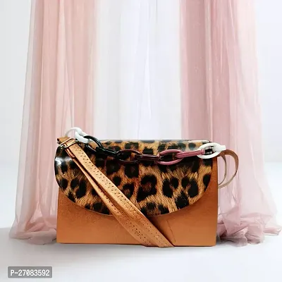 Stylish Tan PU Sling Bag For Women