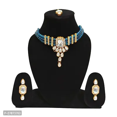 Stylish Blue Alloy Jewellery Set For Women