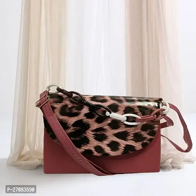 Stylish Brown PU Sling Bag For Women-thumb0