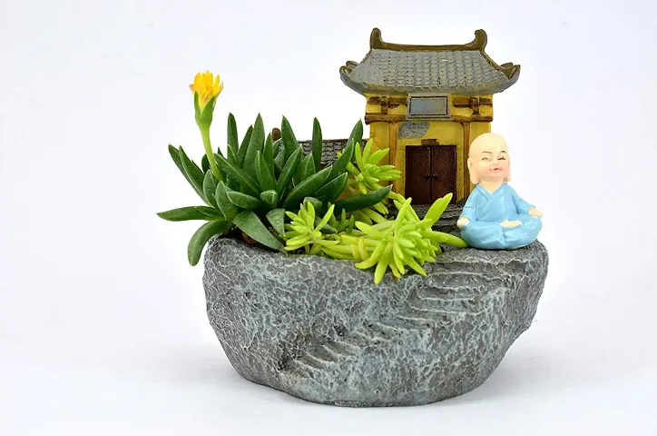 GreyFOX || Handmade Cute Resin Monk House Pot Resin Design Trendy Design Return Gifts Multipurpose Pot || Succulent Pot Indoor || Desktop Flower Planter || Home D?cor Garden?
