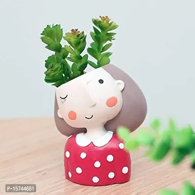 GreyFOX || Cute Resin Pot 3 Gang of Girls Random Dreaming Green Red Girl Trendy Design Return Gifts Multipurpose Pot || Succulent Pot Indoor || Desktop Flower Planter || Home D?cor Garden?-thumb2