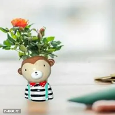 GreyFOX || Handmade Cute Resin Bear Boy Multipurpose Pot || Succulent Pot Indoor || Desktop Flower Planter || Home Decor