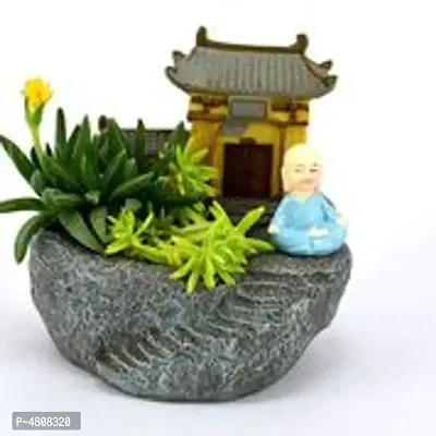 GreyFOX || Handmade Cute Resin Monk Home Multipurpose Pot || Succulent Pot Indoor || Desktop Flower Planter || Home Decor-thumb0