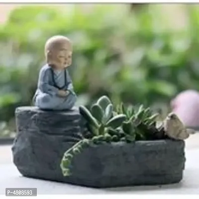 GreyFOX || Handmade Cute Resin Monk Multipurpose Pot Type2 || Succulent Pot Indoor || Desktop Flower Planter || Home Decor