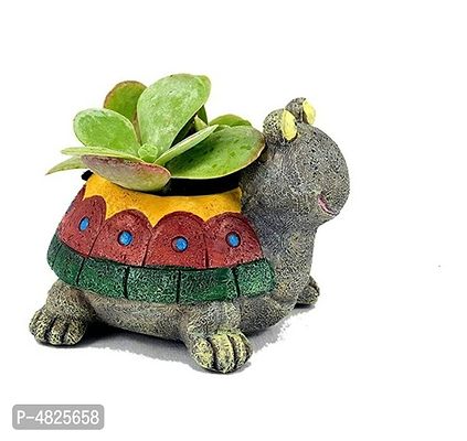 GreyFOX || Handmade Cute Resin Multicolor Tortoise Multipurpose Pot || Succulent Pot Indoor || Desktop Flower Planter || Home Decor-thumb0