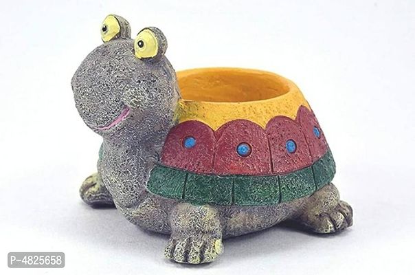 GreyFOX || Handmade Cute Resin Multicolor Tortoise Multipurpose Pot || Succulent Pot Indoor || Desktop Flower Planter || Home Decor-thumb2