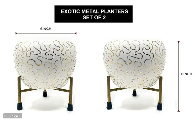 Exotic 6 Inches Metal Combo Multipurpopot Succulent Pot Indoor Desktop Flower Planter Home Deacute Cor Garden Without Plant-thumb0