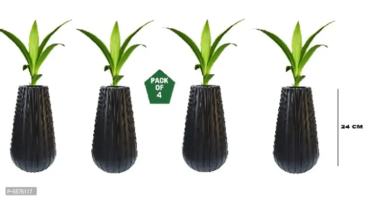 Plastic Omega Pot | Set of 4 Planter, (9cm x 6cm x 20cm, White)