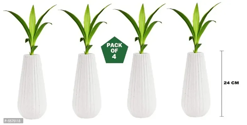 Plastic Omega Pot | Set of 4 Planter, (9cm x 6cm x 20cm, White)