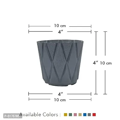 GreyFOX || Solitaire Pot 4 Inch in Multicolor Pack of 3|| Durable Plastic, without Plant (Available in assorted colors)-thumb2
