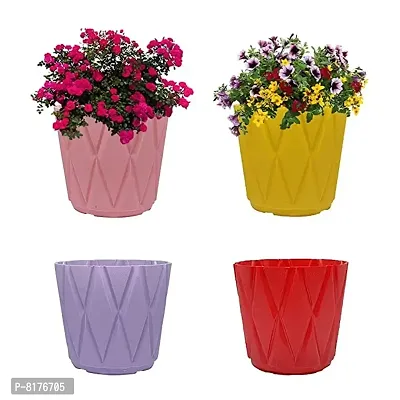 GreyFOX || Solitaire Pot 4 Inch in Multicolor Pack of 3|| Durable Plastic, without Plant (Available in assorted colors)-thumb4