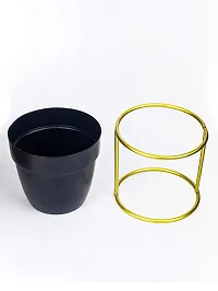 GreyFOX || Metal Trigonal stand planter for Home  Garden Deacute;cor Black Single Stand-thumb1