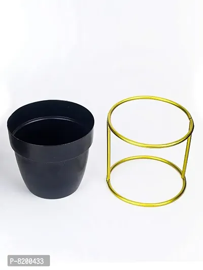 GreyFOX || Metal Trigonal stand planter for Home  Garden Deacute;cor Black Single Stand-thumb2