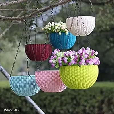 GreyFOX || High Quality 7 inch Colorful Hanging Pots with Metal Chain for Home  Garden Deacute;cor, Pack of 3 piece.
