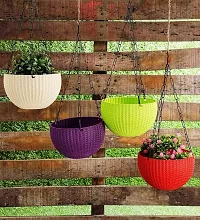 GreyFOX || High Quality 7 inch Colorful Hanging Pots with Metal Chain for Home  Garden Deacute;cor, Pack of 3 piece.-thumb4
