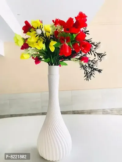 GreyFOX || 100% Virgin Plastic skyline vase 12 inches || Set of 1 Planter, (White)