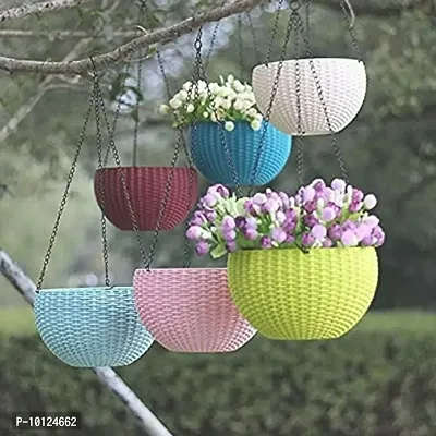 GreyFOX || High Quality 7 inch Colorful Hanging Pots with Metal Chain for Home  Garden Deacute;cor, Pack of 3 piece.-thumb0
