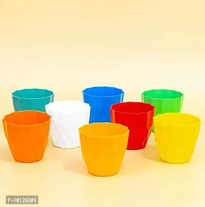GreyFox 4 Inches Vibrant Diamond Shaped Plastic Pots. Available in Assorted Colors. Pack of 8