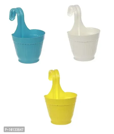 GreyFox Lily Railing Plastic Pots For Outdoor Decor. Available in Assoted Colors. Pack of 3