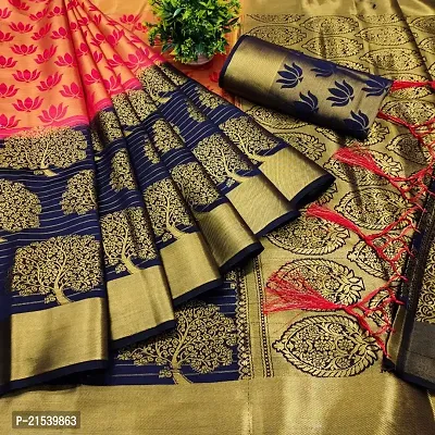 Silk Blend Woven Design Saree with Blouse Piece-thumb0