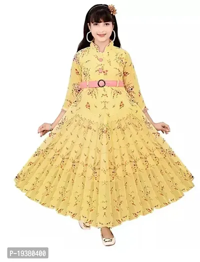 Alluring Multicoloured Rayon Printed Ethnic Gowns For Girls-thumb0