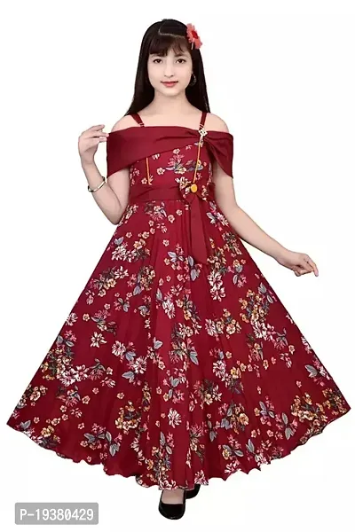 Alluring Multicoloured Silk Printed Ethnic Gowns For Girls-thumb0