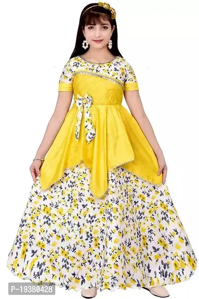 Alluring Multicoloured Cotton Blend Printed Ethnic Gowns For Girls-thumb0