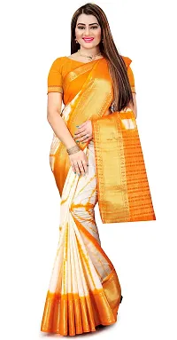 Feeya Fashion Women's Banarasi Nylon Saree With Blouse Piece (ff-saboori1_Yellow)-thumb2