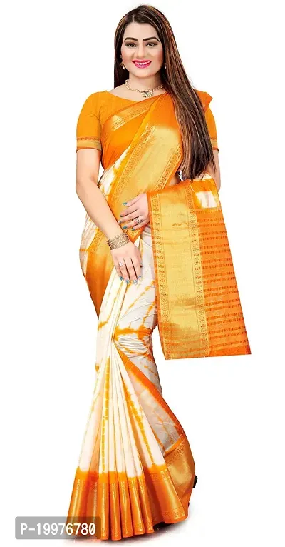 Feeya Fashion Women's Banarasi Nylon Saree With Blouse Piece (ff-saboori1_Yellow)-thumb3