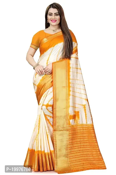 Feeya Fashion Women's Banarasi Nylon Saree With Blouse Piece (ff-saboori1_Yellow)-thumb0