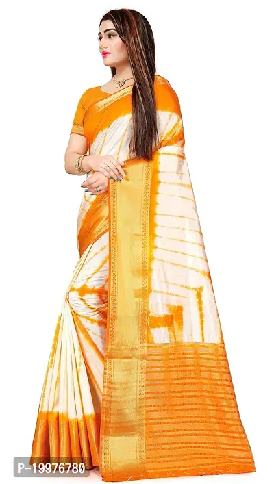 Feeya Fashion Women's Banarasi Nylon Saree With Blouse Piece (ff-saboori1_Yellow)-thumb4