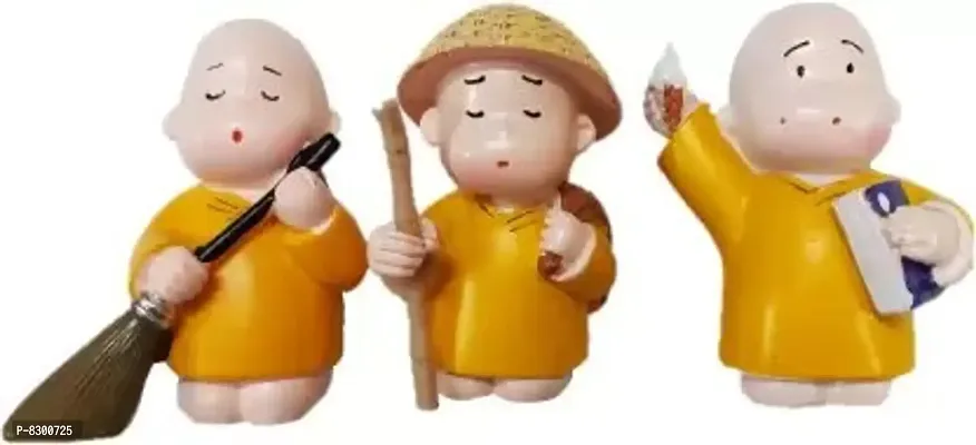 Handcrafted Little Monk Set | For Wealth, Success, Health, Home and office Decor - 7 cm-thumb0