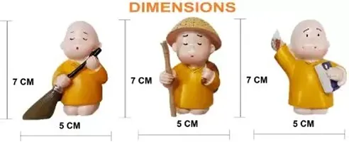 Handcrafted Little Monk Set | For Wealth, Success, Health, Home and office Decor - 7 cm-thumb1