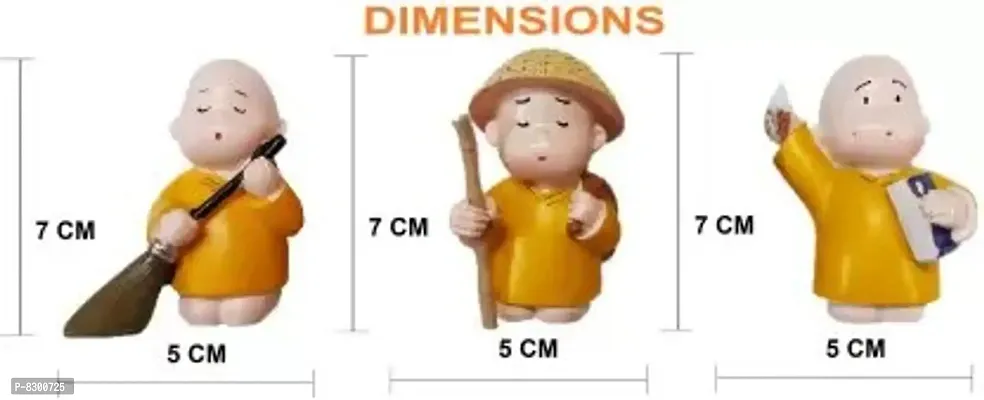 Handcrafted Little Monk Set | For Wealth, Success, Health, Home and office Decor - 7 cm-thumb2