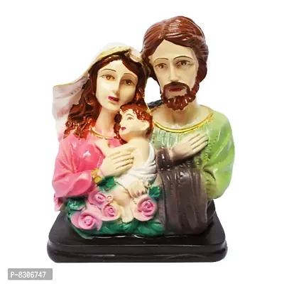 Handcrafted Jesus Holy Family | Christian holy family statue and Showpiece for home d&eacute;cor | Best Gift for Christmas and New Year | Can be used as home and office decoration - 14 cm