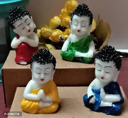 Worship Buddha Head Set for Home Deacute;cor | Handicraft Monk set Can be used as home and office decoration | Best Showpiece for positive vibes can be placed in Bedroom or Living room - 6 cm