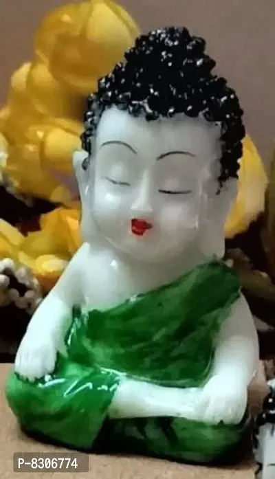 Worship Buddha Head Set for Home Deacute;cor | Handicraft Monk set Can be used as home and office decoration | Best Showpiece for positive vibes can be placed in Bedroom or Living room - 6 cm-thumb2