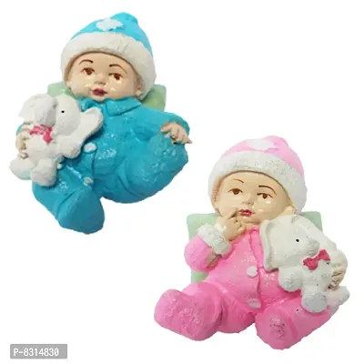Handicraft New Born baby Set of 2 Pieces Showpiece | Best Showpiece gift for New born baby, Kids and Children | Feng Shui showpieces for wishing Good Luck and Happiness  For Home Decor - 12 cm