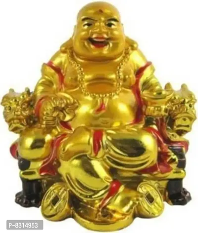 Feng Shui Sitting Laughing Buddha for Good Luck, Fortune, Health, Wealth, Success and Prosperity | Decorative Showpiece for Office Desk, Shop, Table, Home and Car Decoration - 7.5 cm