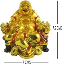 Feng Shui Sitting Laughing Buddha for Good Luck, Fortune, Health, Wealth, Success and Prosperity | Decorative Showpiece for Office Desk, Shop, Table, Home and Car Decoration - 7.5 cm-thumb1