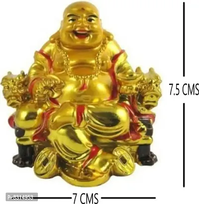 Feng Shui Sitting Laughing Buddha for Good Luck, Fortune, Health, Wealth, Success and Prosperity | Decorative Showpiece for Office Desk, Shop, Table, Home and Car Decoration - 7.5 cm-thumb2
