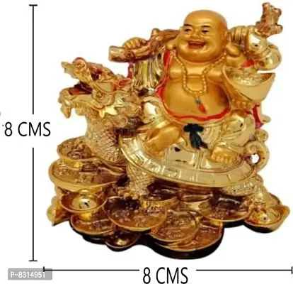 Feng Shui Laughing Buddha on Dragon for Good Luck, Fortune, Health, Wealth, Success and Prosperity | Decorative Showpiece for Office Desk, Shop, Table, Home and Car Decoration - 8 cm-thumb2