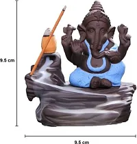 Handcrafted Meditation Monk Ganesha | Meditation Relaxing Ganesha Statue | Little Ganesha smoke Backflow Cone Incense holder with 10 Incense Cones Decorative Showpiece | For Home Decor - 10 cm-thumb1
