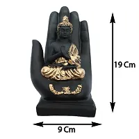 Golden Handcrafted Palm Buddha | Meditation Relaxing Buddha Statue for Good Luck, Positive Fortune, Success and Prosperity | Decorative Showpiece for Gift, Home and Office Decoration - 19 cm-thumb2