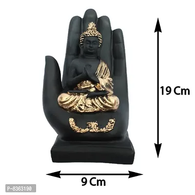 Golden Handcrafted Palm Buddha | Meditation Relaxing Buddha Statue for Good Luck, Positive Fortune, Success and Prosperity | Decorative Showpiece for Gift, Home and Office Decoration - 19 cm-thumb3