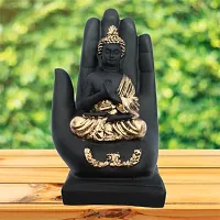 Golden Handcrafted Palm Buddha | Meditation Relaxing Buddha Statue for Good Luck, Positive Fortune, Success and Prosperity | Decorative Showpiece for Gift, Home and Office Decoration - 19 cm-thumb3