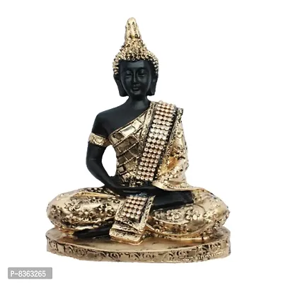 Golden Handcrafted Buddha | Meditation Relaxing Buddha Statue for Good Luck, Positive Fortune, Success and Prosperity | Decorative Showpiece for Gift, Home and Office Decoration - 19 cm-thumb0