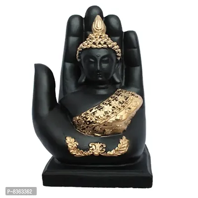 Golden Handcrafted Palm Buddha | Meditation Relaxing Buddha Statue for Good Luck, Positive Fortune, Success and Prosperity | Decorative Showpiece for Gift, Home and Office Decoration - 20 cm